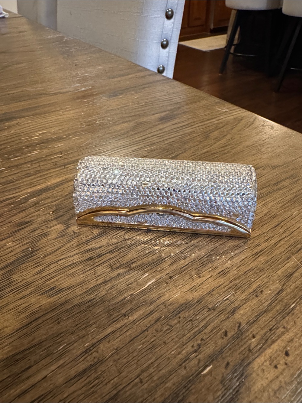 Judith Leiber Crystal Embellished Gold lipstick holder - Picture 5 of 10
